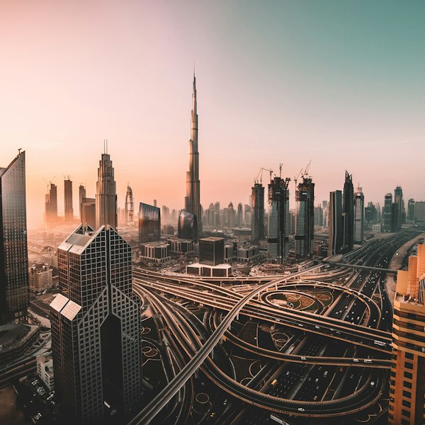 Burj Khalifa above the Dubai skyline