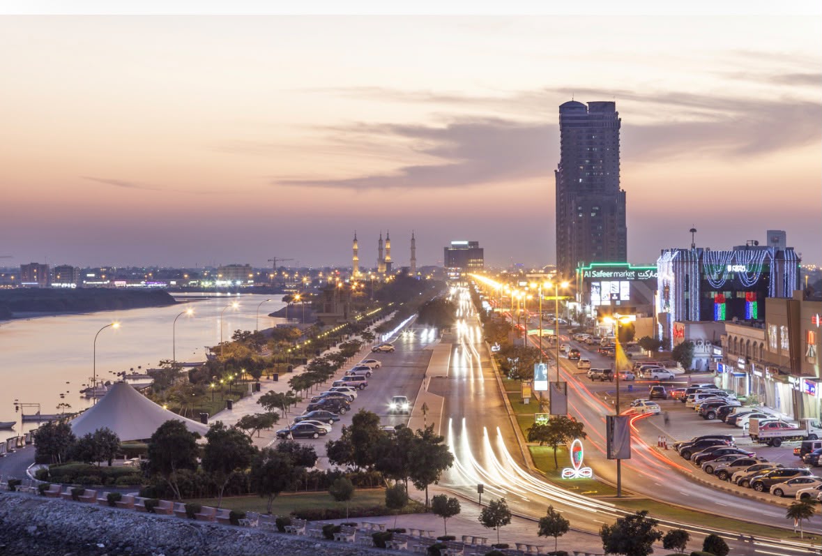 The Ras Al Khaimah corniche at dusk